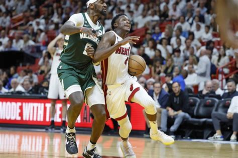 Miami’s Oladipo injures left knee late in Heat playoff game.
